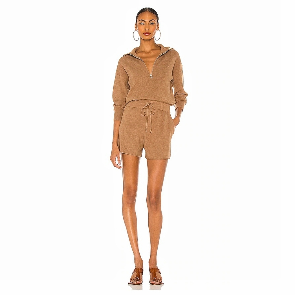 REVOLVE L'Academie Shannon Athleisure Y2K Rib Brown Romper Playsuit - Picture 1 of 12